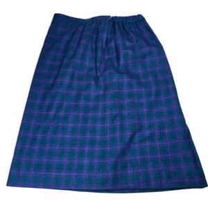 Pendleton Plaid Wool Skirt Women 18W Elastic Waist Midi ALine 90s District Check